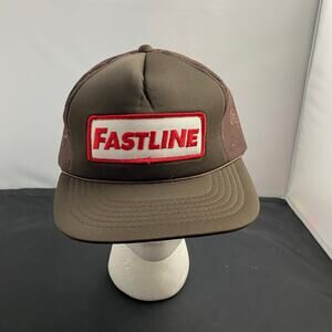 Vtg Fastline Brown Trucker Hat Snapback Cap Youngan Hat Co. Ltd USA